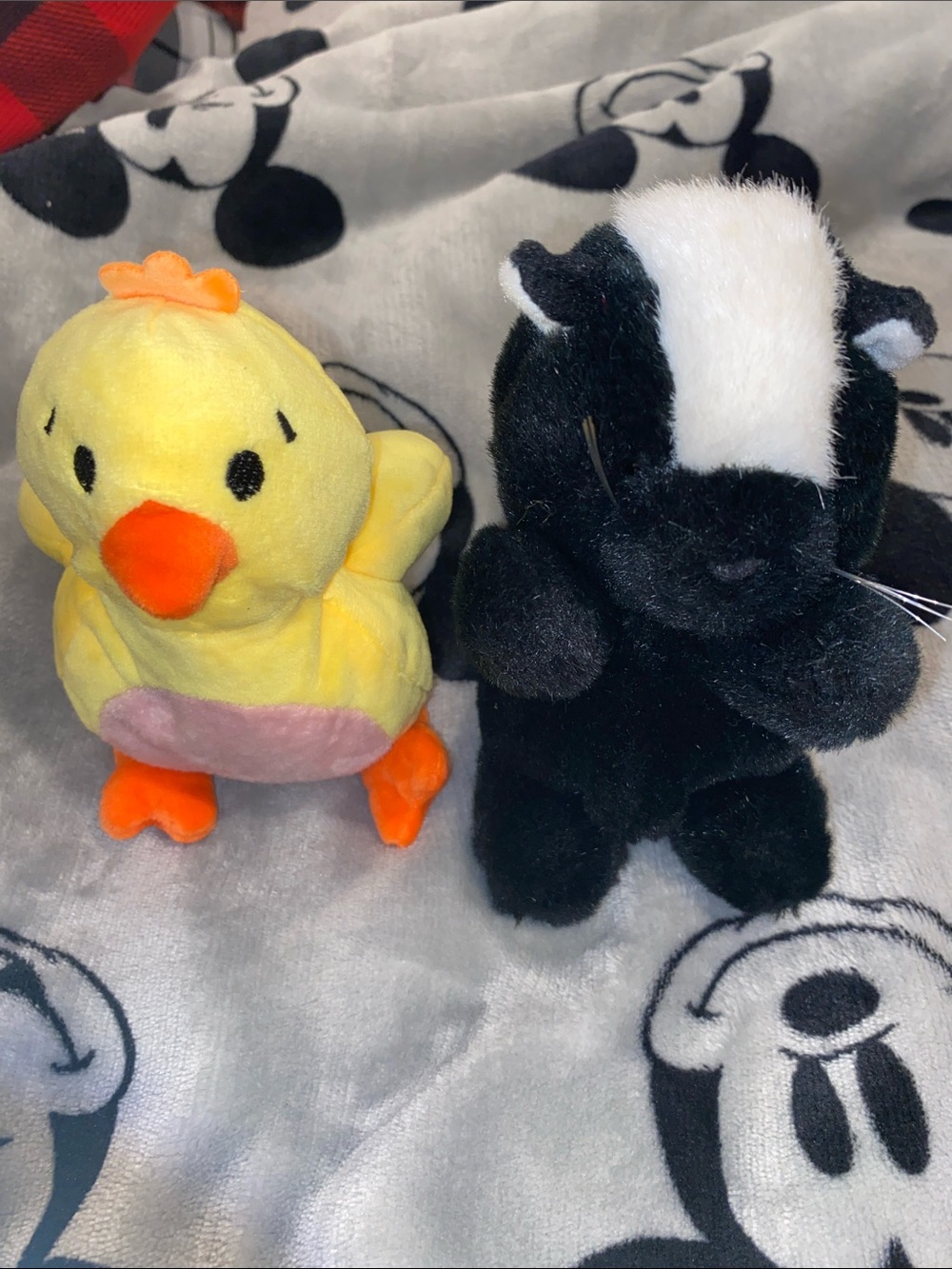 Plush Chick and Skunk Small Pet Toy Duo - Yellow & Black